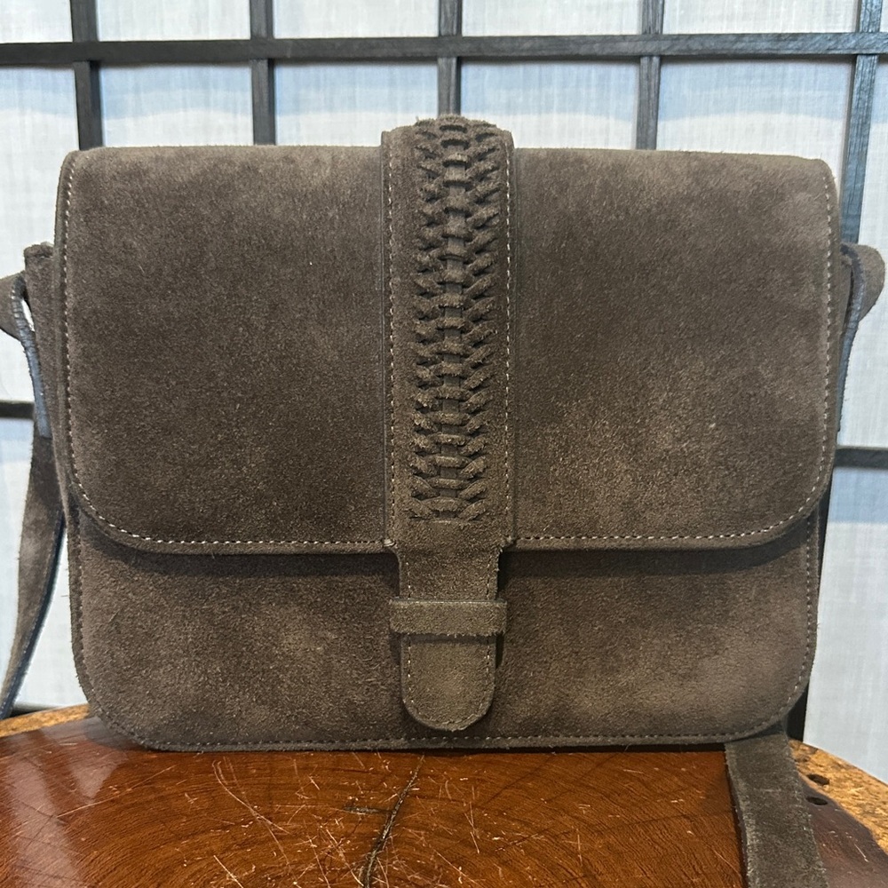 Grace Atelier De Luxe ‘Colette’ suede Structured Gray shoulder bag EUC Designer